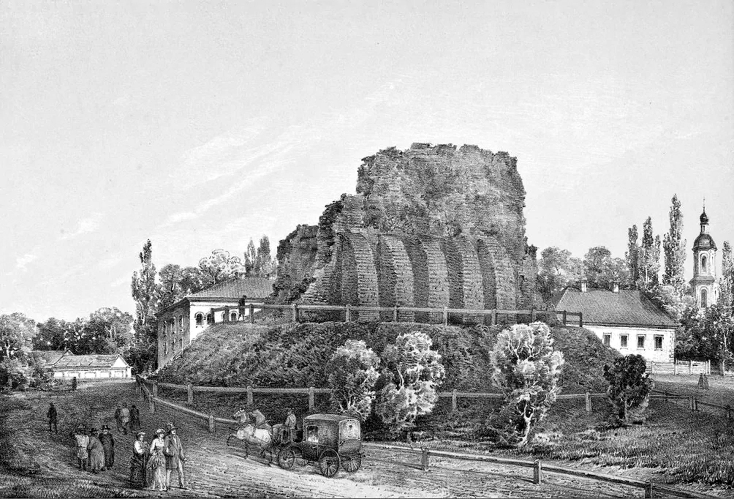 Залишки Золотих воріт на малюнку Н. Орди 1870-х років
