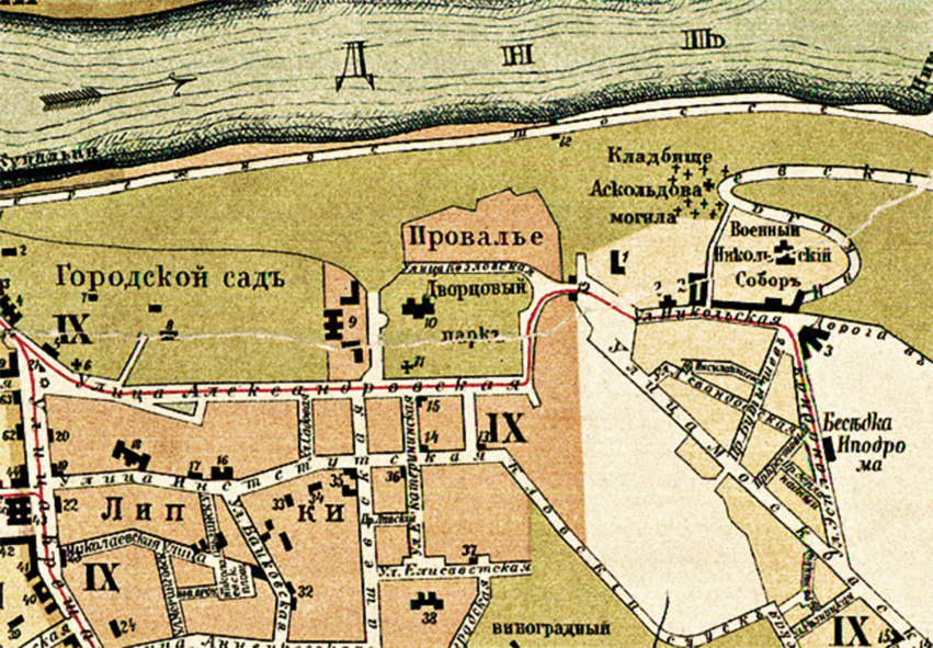 Провалля на плані Києва С. Кульженка, 1894 рік