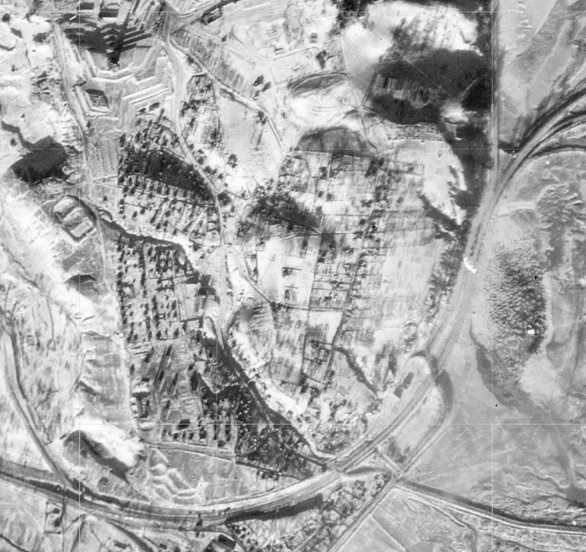 Садиби Караваєвщини на аерофотознімку січня 1944 рік (фрагмент)