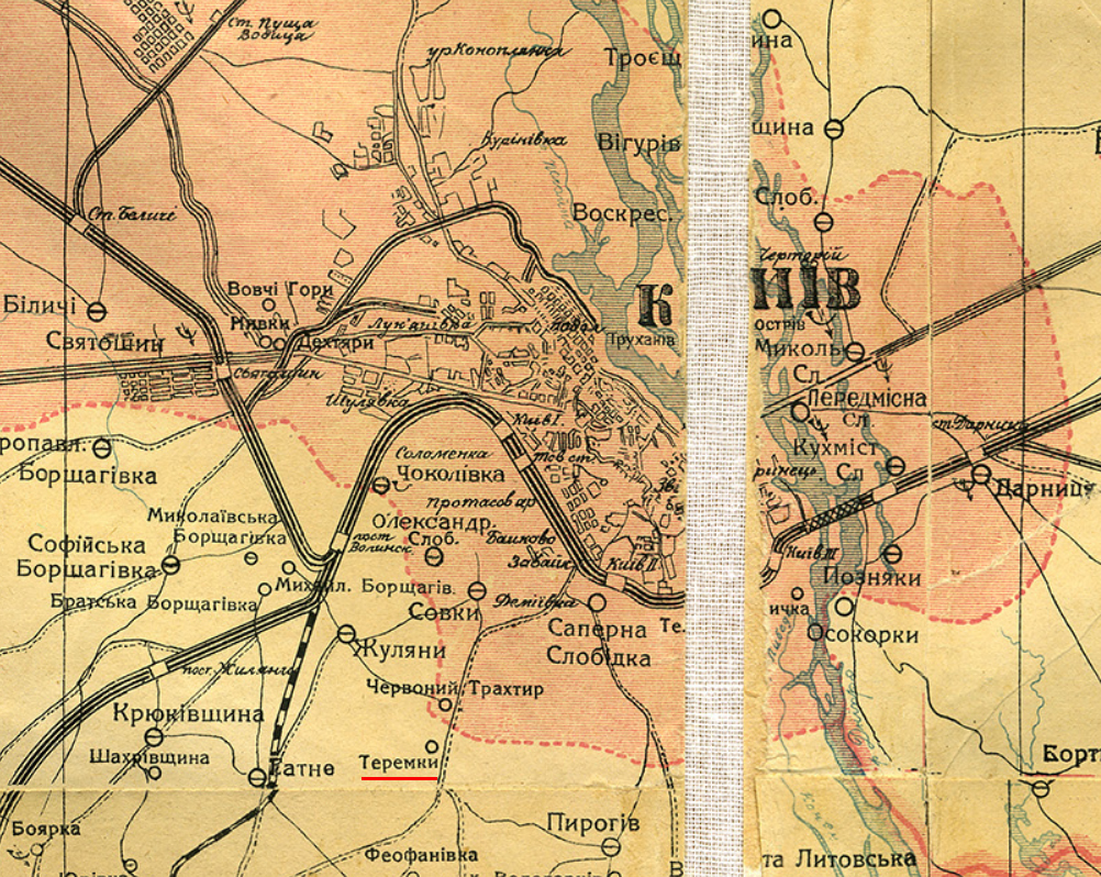 Адміністративна мапа Київської округи 1925 року (фрагмент).